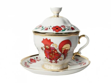 Чашка с блюдцем и с крышкой чайная 250 мл форма Подарочная-2 рисунок Сувенир арт. 81.10319.00.1, 