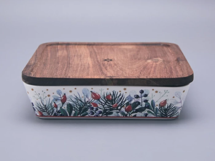 Набор для запекания с деревянной крышкой (2 предмета) в подарочной упаковке, форма Стандартная, рисунок Календа, арт 42.00075.00.1, 