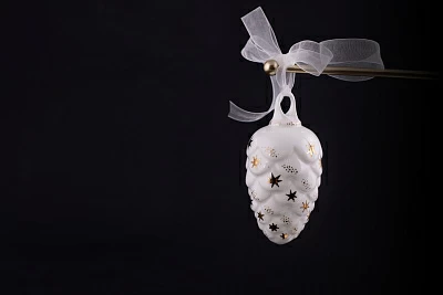 Елочная игрушка Шишка, рисунок Звездочки, арт 60.21177.00.1