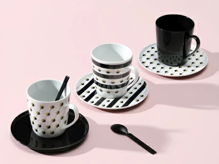 Чашка с блюдцем чайная форма Колокол рисунок Балтийский берег 3, арт. 81.31864.00.1, 