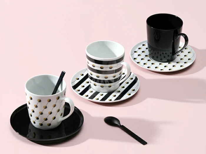 Чашка с блюдцем чайная форма Колокол рисунок Балтийский берег 3, арт. 81.31864.00.1, 