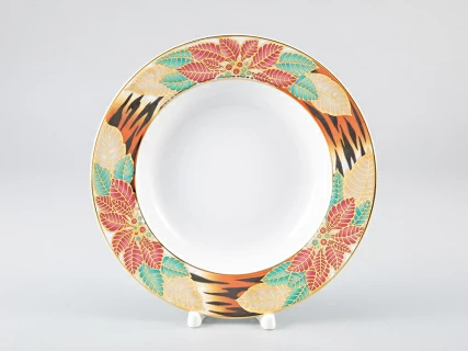 Тарелка глубокая 225 мм форма Европейская-2 рисунок Пуансеттия, арт. 80.38103.00.1, 