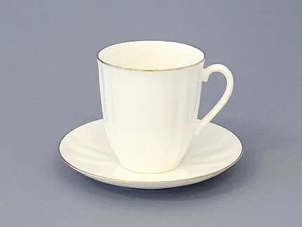 Чашка с блюдцем кофейная 176 мл форма Ветерок рисунок Золотой кантик арт. 81.13630.00.1 Чашка с блюдцем кофейная 176 мл форма Ветерок рисунок Золотой кантик арт. 81.13630.00.1