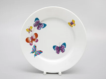 Тарелка мелкая 250 мм форма Европейская рисунок Шафрановые бабочки, арт. 80.39490.00.1, 