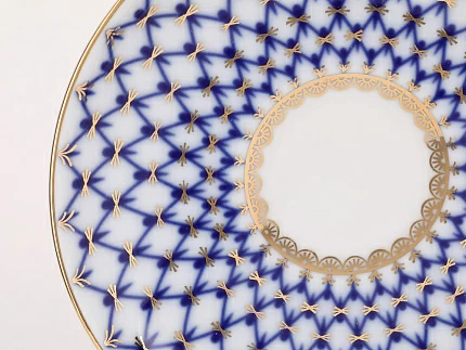 Чашка с блюдцем чайная форма Весенняя рисунок Кобальтовая сетка 250 мл арт. 81.19918.00.1