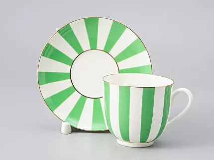 Чашка с блюдцем кофейная 180 мл форма Ландыш 2 рисунок Да и нет (салатовый с отводкой) арт. 81.25353.00.5