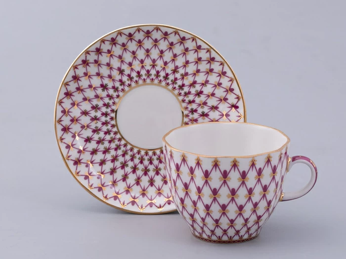 Чашка с блюдцем кофейная форма Тюльпан рисунок Сетка-Блюз 2 арт. 81.29586.00.1, 