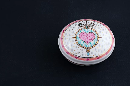 Шкатулка Овальная, рисунок Сердечко, арт 60.14354.00.1