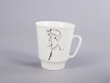 Чашка с блюдцем 165 мл форма Майская рисунок Автопортрет Юрия Никулина, арт. 81.30604.00.1,  Чашка с блюдцем 165 мл форма Майская рисунок Автопортрет Юрия Никулина, арт. 81.30604.00.1,