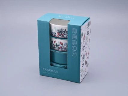 Набор кокотниц (4 предмета) в подарочной упаковке, форма Стандартная, рисунок Календа, арт 42.00076.00.1, 