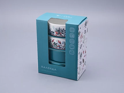 Набор кокотниц (4 предмета) в подарочной упаковке, форма Стандартная, рисунок Календа, арт 42.00076.00.1