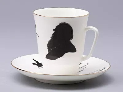 Чашка с блюдцем 165 мл форма Майская рисунок Русские писатели Толстой, арт. 81.31159.00.1