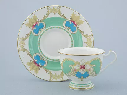 Чашка с блюдцем чайная 240 мл форма Айседора рисунок Аквамарин арт. 81.30907.00.1