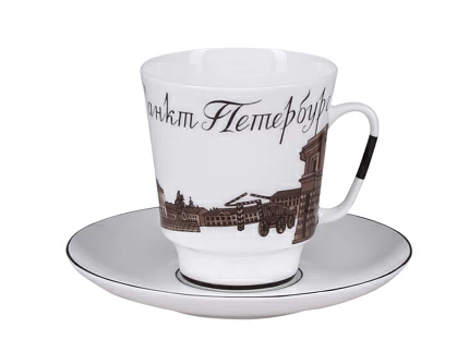 Чашка с блюдцем кофейная 165 мл форма Майская рисунок До свидания Петербург 5 арт.81.15810.00.5