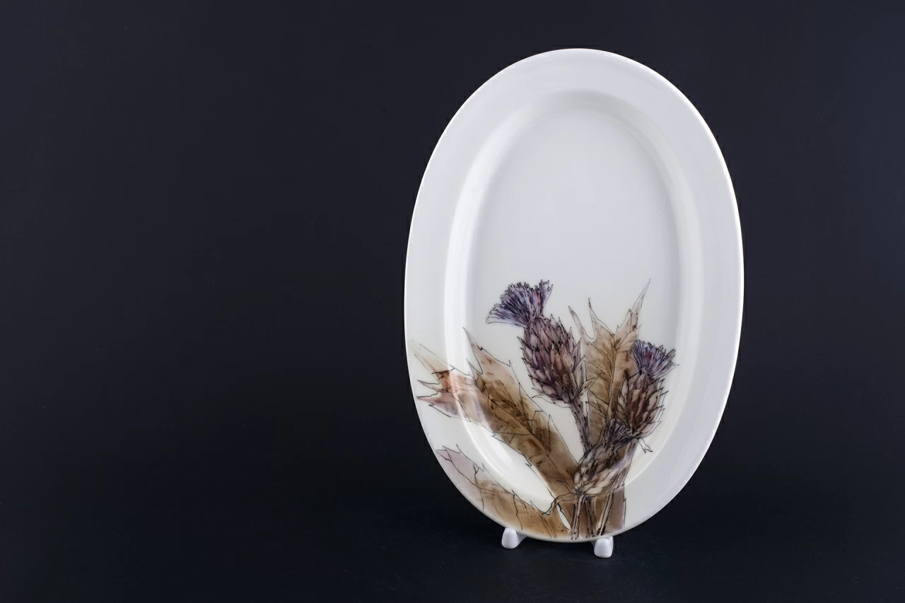 Блюдо овальное Татарник колючий на форме Молодежная арт 60.13546.00.1, 