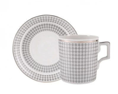 Чашка с блюдцем чайная форма Гербовая рисунок Зазеркалье. Ромбы арт. 81.27714.00.1, 
