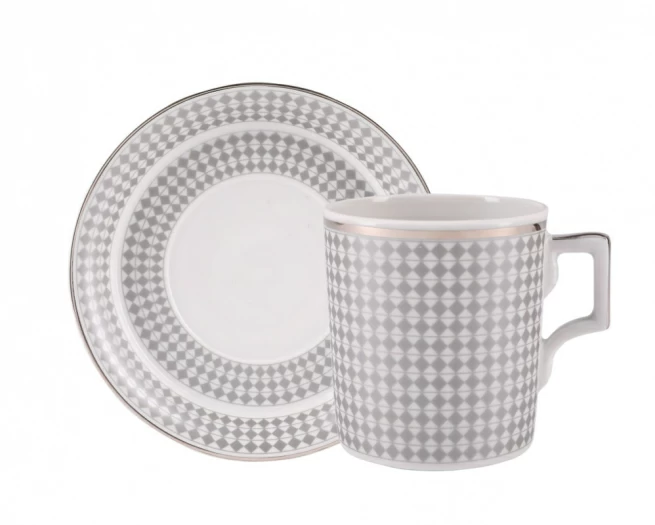 Чашка с блюдцем чайная форма Гербовая рисунок Зазеркалье. Ромбы арт. 81.27714.00.1, 