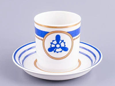 Чашка с блюдцем чайная 220 мл форма Гербовая рисунок Кают-компания № 4 арт. 81.24033.00.1 Чашка с блюдцем чайная 220 мл форма Гербовая рисунок Кают-компания № 4 арт. 81.24033.00.1