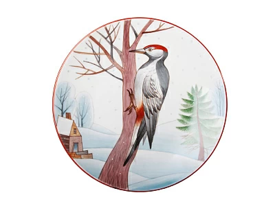 Декоративная тарелка 195 мм форма Эллипс рисунок Пестрый дятел арт. 80.80125.00.1