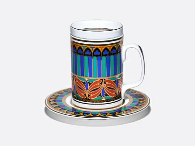 Бокал с блюдцем и крышкой 390 мл в подарочной упаковке, форма Топ, рисунок Готический 10, арт. 81.34169.00.1