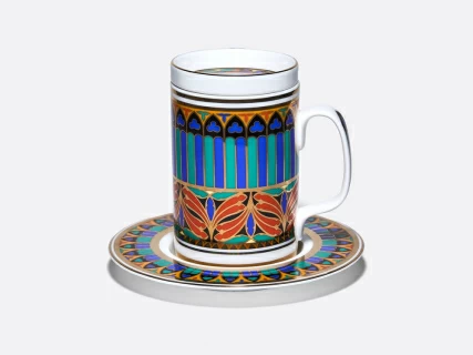 Бокал с блюдцем и крышкой 390 мл в подарочной упаковке, форма Топ, рисунок Готический 10, арт. 81.34169.00.1, 