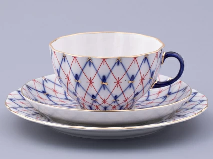 3-х предметный комплект чайный форма Тюльпан  рисунок Сетка 1950, арт. 81.31131.00.1, 