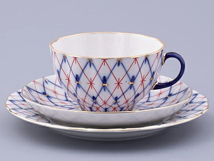 3-х предметный комплект чайный форма Тюльпан  рисунок Сетка 1950, арт. 81.31131.00.1