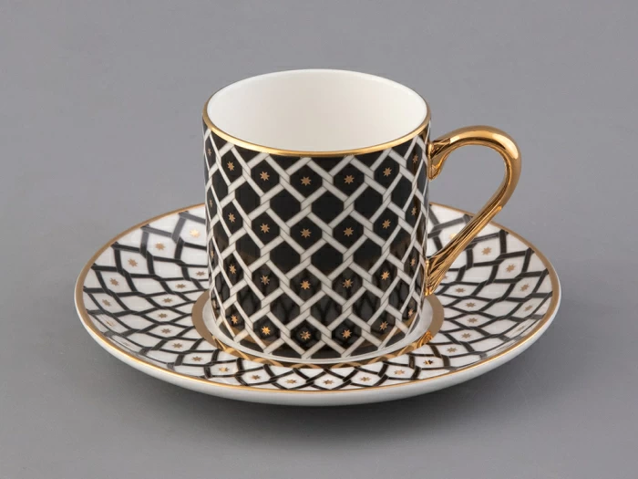 Чашка с блюдцем кофейная форма Идиллия рисунок Неро 2, арт. 81.32142.00.1, 