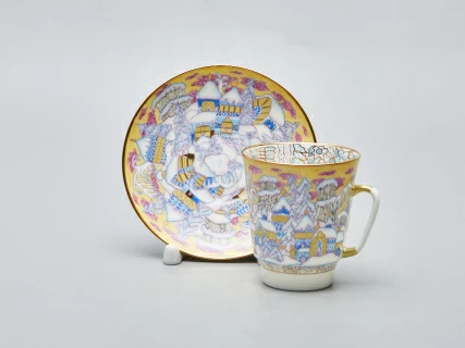 Чашка с блюдцем 165 мл форма Майская рисунок Морозный вечер, арт. 81.10507.00.1, 