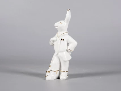 СКУЛЬПТУРА форма Заяц с ёлкой, рисунок Золотая ёлочка арт 82.42886.00.1, 