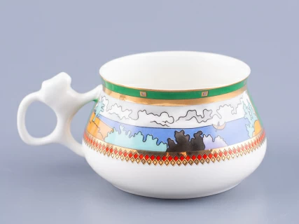 Чашка с блюдцем кофейная 180 мл.,  форма Билибина,  рисунок  Деревня на озере  арт. 81.15225.00.1, 