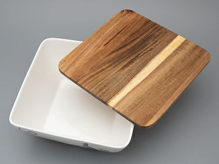 Салатник большого размера с деревянной крышкой форма Стандартная, рисунок Monplaisir Violet в упаковке арт 42.00063.00.1 Салатник большого размера с деревянной крышкой форма Стандартная, рисунок Monplaisir Violet в упаковке арт 42.00063.00.1