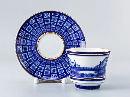 Чашка с блюдцем чайная 220 мл форма Банкетная рисунок Египетский мост арт. 81.16040.00.1