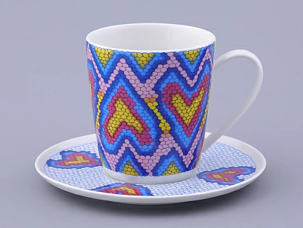 Чашка с блюдцем чайная, форма Колокол, рисунок Боа радужный, арт. 81.32688.00.1 Чашка с блюдцем чайная, форма Колокол, рисунок Боа радужный, арт. 81.32688.00.1