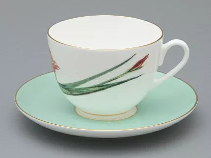 Чашка с блюдцем L’Art des Fleurs в подарочной упаковке, форма Весенняя 2, рисунок Тигровый ирис, арт 81.33404.00.1