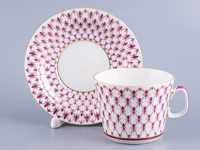 Чашка с блюдцем чайная 200 мл форма Молодежная рисунок Сетка-Блюз 2 арт. 81.24869.00.1