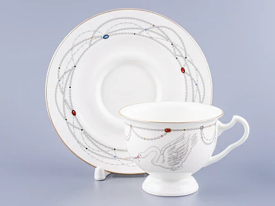 Чашка с блюдцем чайная форма Айседора рисунок Волшебное лебединое озеро - 2 арт. 81.26472.00.1