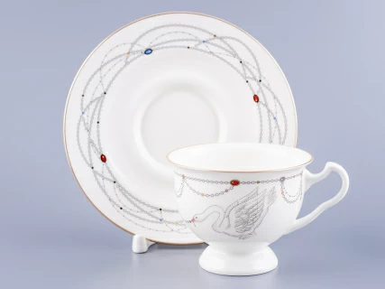 Чашка с блюдцем чайная форма Айседора рисунок Волшебное лебединое озеро - 2 арт. 81.26472.00.1, 