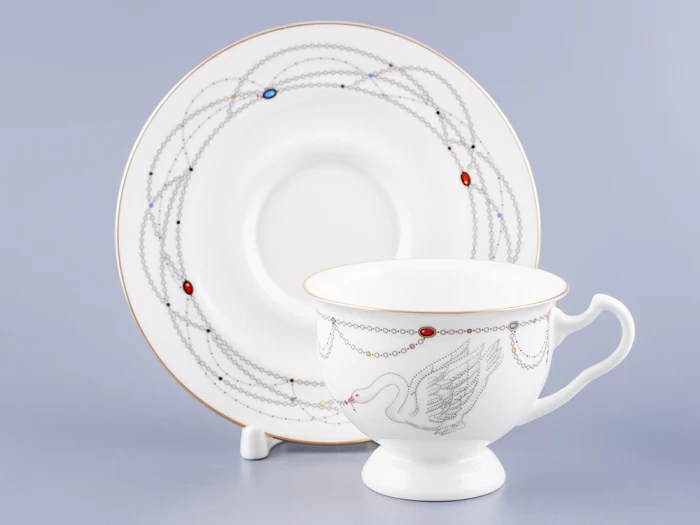 Чашка с блюдцем чайная форма Айседора рисунок Волшебное лебединое озеро - 2 арт. 81.26472.00.1, 