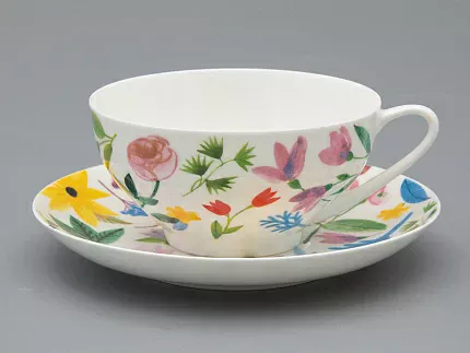 Чашка с блюдцем чайная форма Купольная рисунок Primavera, арт. 81.34274.00.1