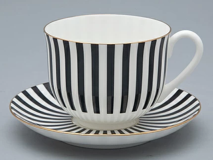 Чашка с блюдцем чайная форма Ландыш рисунок Да и нет Черный, арт. 81.32283.00.1