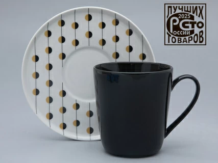 Чашка с блюдцем чайная форма Колокол рисунок Балтийский берег 1, арт. 81.31862.00.1, 