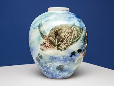 Ваза рисунок Подводный мир, форма Круглая, арт 80.41267.00.1