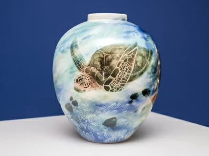 Ваза рисунок Подводный мир, форма Круглая, арт 80.41267.00.1, 