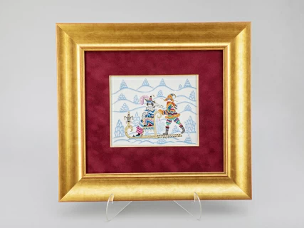 Подарочный набор Пласт в багете 43х39 Прямоугольная Зимние забавы. Санки гладк. Красный арт. 80.40577.00.1, 