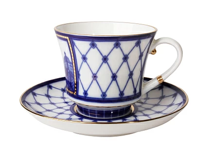 Чашка с блюдцем чайная 220 мл форма Банкетная рисунок Мост Пестеля арт. 81.16038.00.1
