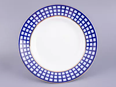 Тарелка 220 мм Глубокая Кобальтовая клетка арт. 80.04052.00.1