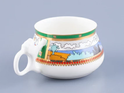 Чашка с блюдцем кофейная 180 мл.,  форма Билибина,  рисунок  Деревня на озере  арт. 81.15225.00.1, 