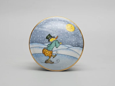 Туалетная коробочка форма Круглая рисунок Зима. Утенок арт. 81.31063.00.1