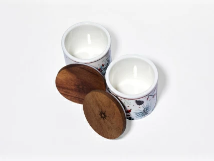 Набор банок 80 мм с деревянной крышкой (3 предмета), в подарочной упаковке, форма Стандартная, рисунок Календа, арт 42.00071.00.1, 